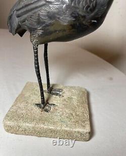 Antique 19th century Japanese Meiji bronze bird crane figural statue sculpture