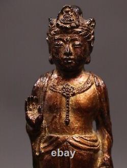 Antique Japanese Bronze Buddha Statue 7.17inch Buddhism Art Sculpture Meiji Era