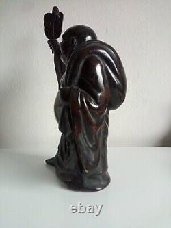 Antique Japanese Bronze Hotei Statue Lucky God Meiji Era
