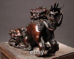 Antique Japanese Bronze Lions Incense Burner Shishi Art Sculpture Meiji Era 19th
