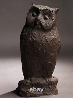 Antique Japanese Bronze Owl Statue 13.39inch Art Sculpture Meiji Era 19th C