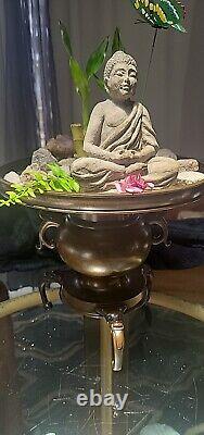 Antique Japanese Bronze Usubata Ikebana Meiji Signed Vase