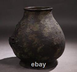 Antique Japanese Bronze Vase Art Sculpture Mountain Village Jar Meiji Era