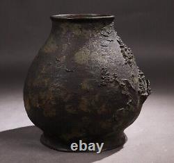 Antique Japanese Bronze Vase Art Sculpture Mountain Village Jar Meiji Era