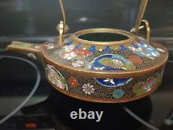 Antique Japanese Cloisonné Bronze Gold Wire Teapot c1890 Meiji Namikawa Yasuyuki