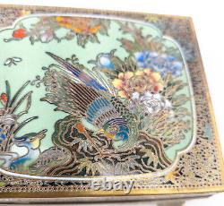 Antique Japanese Meiji Cloisonne Enamel Gilded Bronze Jewelry Box