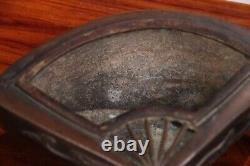 Antique Japanese Old Bronze Incense Burner Fan Shape 6inch Meiji Era 19th