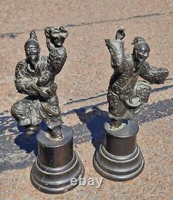 Antique Meiji Japanese Bronze Figures Dancing Man in Chinese Style