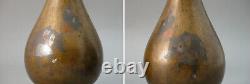 Antique Meiji Japanese Bud Vase Pair Bronze Silver Lacquer Mixed Metal Theatre