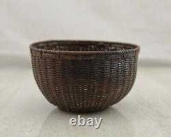 Antique Meiji-Period Japanese hand woven bronze wire open basket / bowl