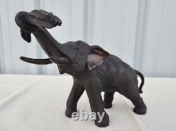 Antique Signed Japanese Meiji Period Large Bronze Elephant