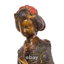Bronze Sculpture of a Geisha Playing a Shamisen, Meiji Era, 1868-1912