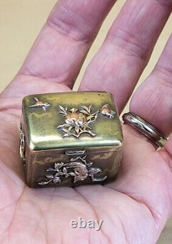 C. 1900 Meiji Masterpiece Mixed Metals Kogo Spice Box gold bronze silver copper