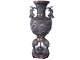 C1880 Meiji Period Japanese Bronze Vase With Relief Birds Flowers And Serpent Ha