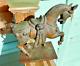 Cast Iron War Horse Statue Bronze Verdigris 11 Antique Meiji Marked Japan