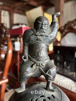 DRAGON HERMIT Bronze Statue CENSER 18.1 inch MEIJI Japan Antique Incense Burner