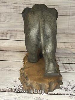 Huge 20 Inch Vintage Japanese Meiji Period Bronze Elephant On Stand Signed Piece