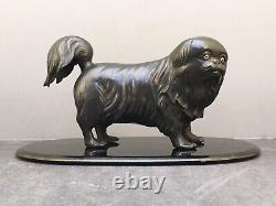 Important Japanese Meiji Bronze Okimono Dog, Signed Miyabe Atsuyoshi