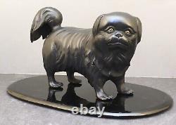 Important Japanese Meiji Bronze Okimono Dog, Signed Miyabe Atsuyoshi