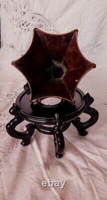 JAPANESE Meiji Era Rare Original Dark Patina Finish Bronze Dragon Vase Old, Fine