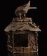 Japanese Antique Eagle & Snake On Hut Bronze Incense Burner Meiji Period