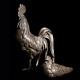 Japanese Antique Rooster And Hen Pair Bronze Sculpture Meiji Period