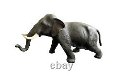 Japanese Bronze Elephant Sculpture Meiji Period almost 21 in length