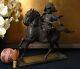 Japanese Bronze Kusunoki Masashige Statue 18.9inch Samurai On Horseback Meiji