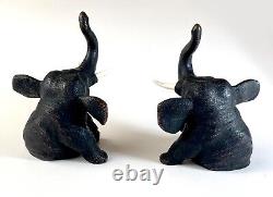 Japanese Bronze Meiji style Elephants Pair of Bookends Early 20th Century