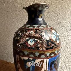 Japanese CLOISONNE Enamel on Bronze 7 Antique Vase, Meiji Period