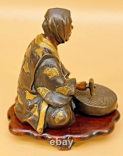 Japanese Meiji Bronze Miyao Okimono Samurai WithTools