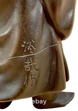 Japanese Meiji Bronze Okimono Of Shoki With Sword, Signed