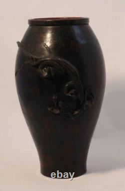 Japanese Meiji Dynasty lacquered bronze vase with Dragon sale