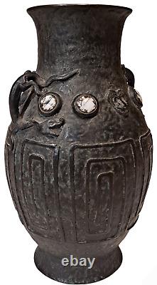 Japanese Meiji Era Bronze Dragon Handled Archaistic Chinese Style Vase Antique
