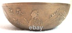Japanese Meiji bronze bowl from El Riad Shriner's Temple 1911 signed