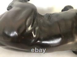 Large Antique Meiji Japanese Signed Patinated Bronze Tiger Figurine