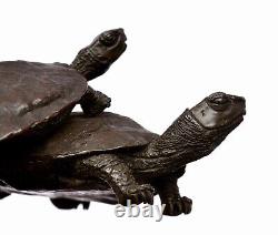 Meiji Japanese Bronze Turtle Tortoise Okimono Signed