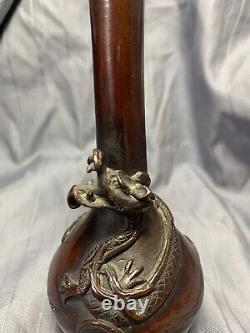 Meiji Japanese Dragon Vase Antique 19th Century Bronze Pristine Condition