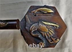 Meiji Period Bronze / Copper Japanese Calligraphy Brush and Ink Holder c. 1880