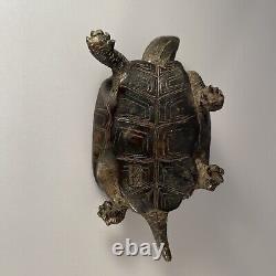 Meiji Period Bronze Turtle Okimono Signed Miniature