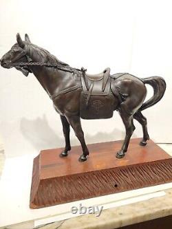 Meiji Period Japanese Bronze Stallion Horse Antique Signed