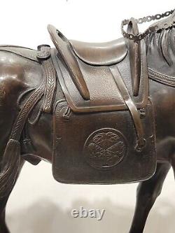 Meiji Period Japanese Bronze Stallion Horse Antique Signed