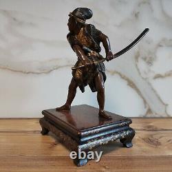 Miyao bronze Japanese Meiji Okimono signed Sculpture Statue Figure Samurai