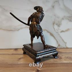 Miyao bronze Japanese Meiji Okimono signed Sculpture Statue Figure Samurai