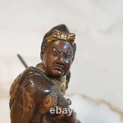 Miyao bronze Japanese Meiji Okimono signed Sculpture Statue Figure Samurai