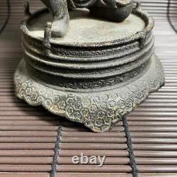 ONI DEMON OGRE DRAGON Bronze Statue Incense Burner 12.9 inch MEIJI Japan Antique