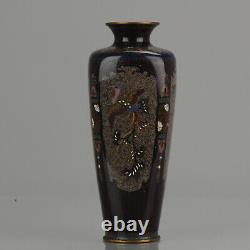 Adorable vase en bronze cloisonné japonais de l'époque Meiji du 19ème siècle avec dragon et phénix