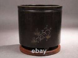 Ancien brasero en bronze japonais pour le thé cérémonial Hibachi de l'ère Meiji