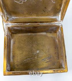 Boîte à bijoux antique en bronze doré émaillé cloisonné de l'époque Meiji japonaise