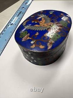 Boîte de cloisonné japonaise de la période Meiji rare et ancienne